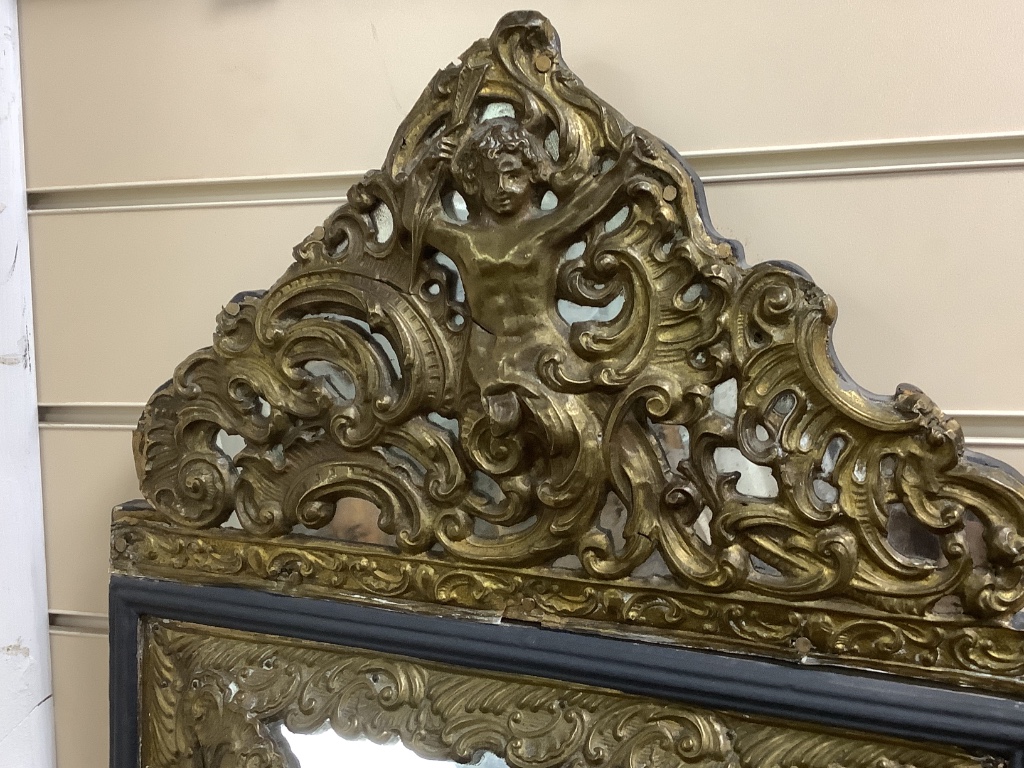 A 19th century Baroque revival marginal plate wall mirror, width 38cm, height 66cm